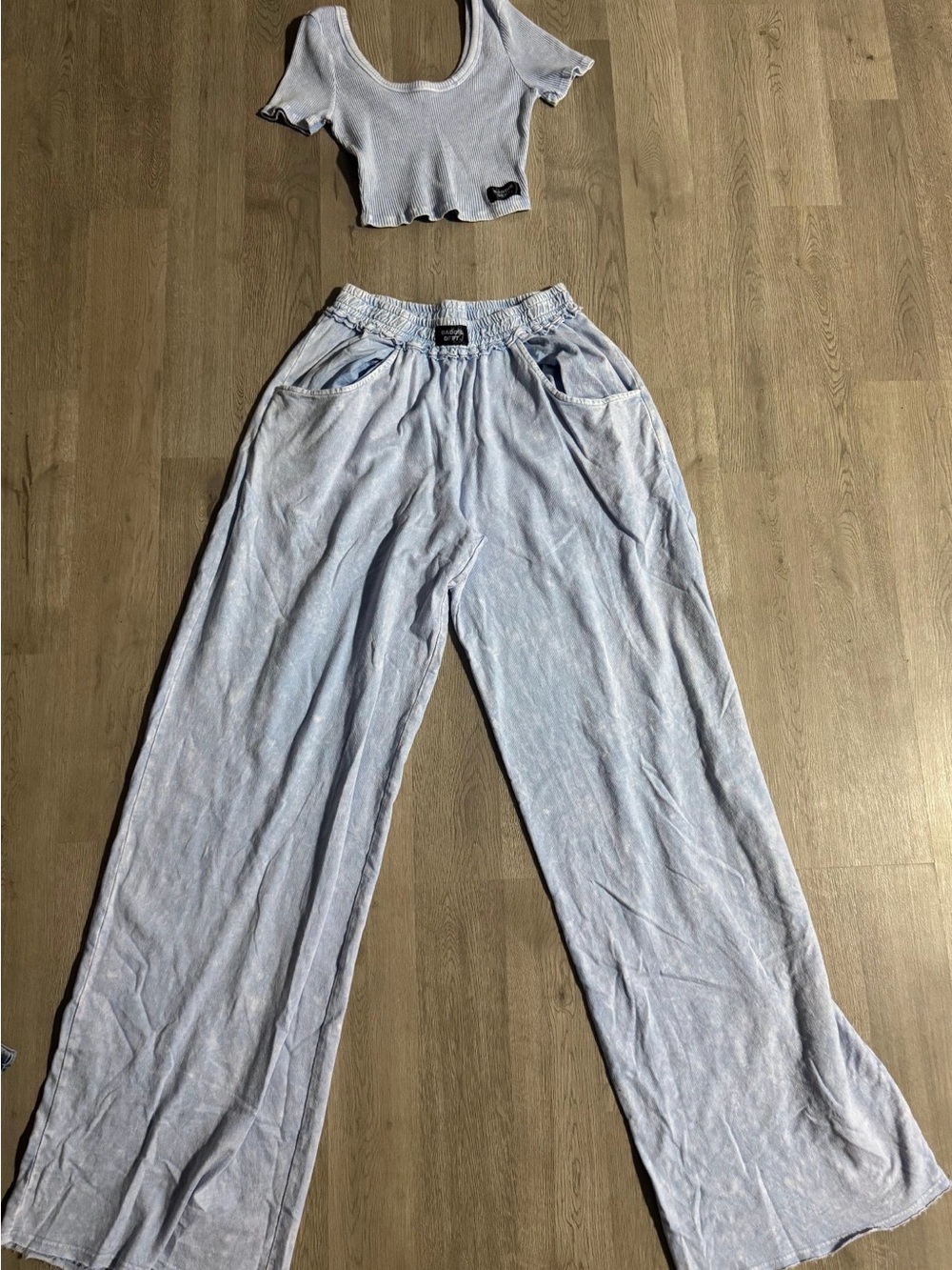 Light Blue Wide-Leg Lounge Pants - Unbranded